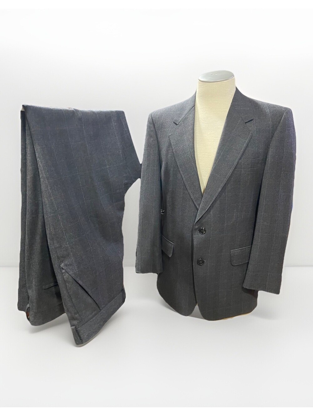 Vintage Bartolini Mens Blazer Jacket 2 Piece Set 41 Grey Check Pure Wool